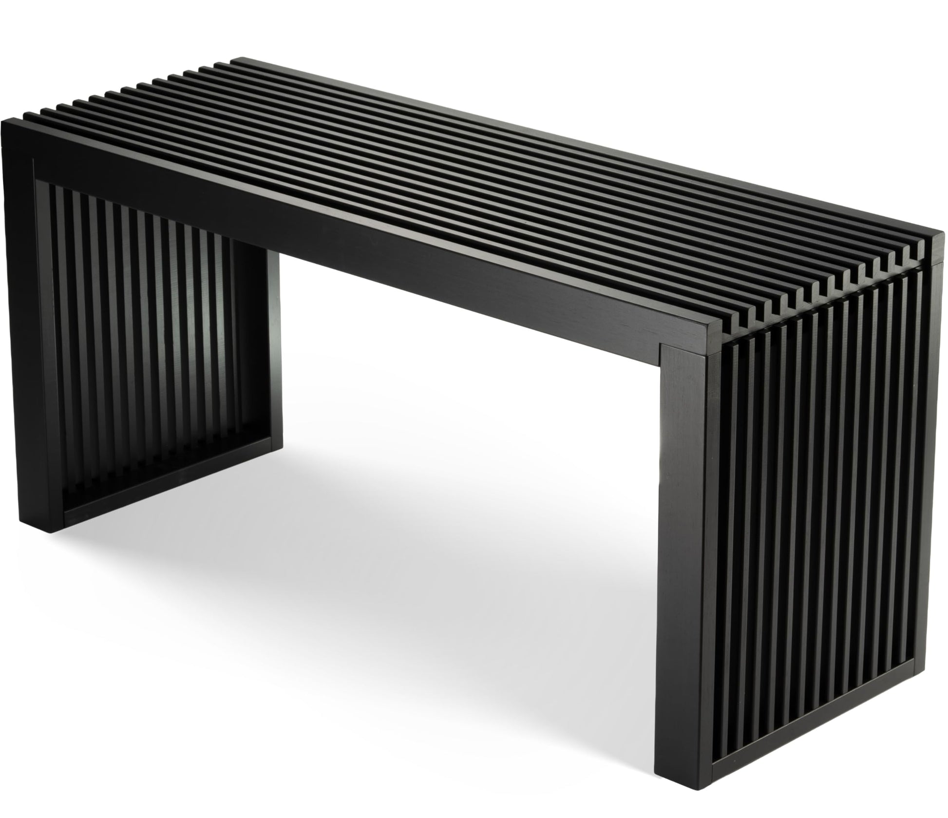BAM BOO BOX Sitzbank - Modell Bambus Schwarz 90x33x43 cm. Rechteckige schwarze Bambusbank zum Sitzen und Verstauen.