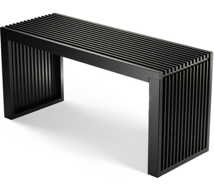 BAM BOO BOX Sitzbank - Modell Bambus Schwarz 90x33x43 cm. Rechteckige schwarze Bambusbank zum Sitzen und Verstauen.