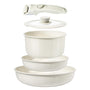 GiPP Topf- und Pfannenset Keramik, abnehmbarer Griff, Induktion in Weiss, stapelbares Set