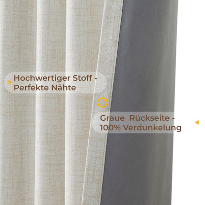 INOVADAY Verdunklungsvorhang Thermo 2er-Set Hellbeige 245 x 140 cm