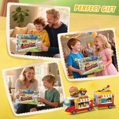 HOGOKIDS City Burger-Truck 2-in-1 Klemmbausteine, 826 Teile