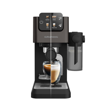 GRUNDIG KSM 5330 Siebträgermaschine mit Milchsystem Dark Inox/Schwarz