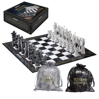 The Noble Collection Harry Potter Zauberschach Schachspiel NN7580, Spielbrett 47 x 47 cm mit 32 Kunstharzfiguren