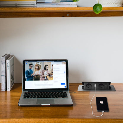 JACEPFY Versenkbare Steckdose mit USB-C 20W, 2-fach Tischsteckdose