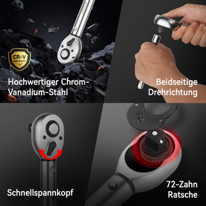 DISEN Drehmomentschlüssel Set 3-tlg. – 1/2" 3/8" 1/4" für Auto