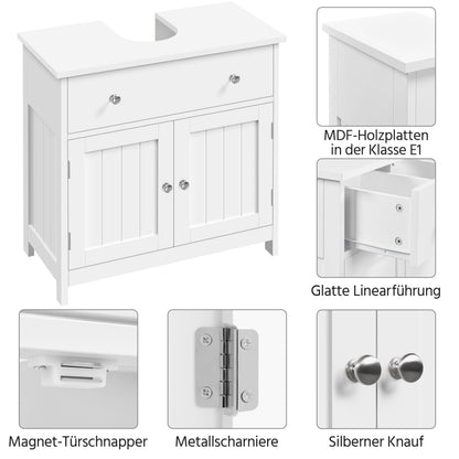 Yaheetech Waschbeckenunterschrank Landhausstil 60x30x60 cm