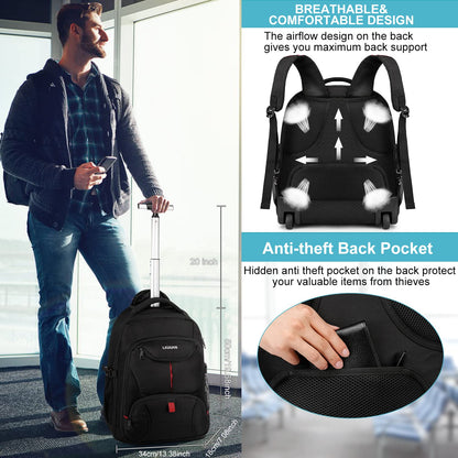 Laptop Trolley Rucksack Business 17 Zoll Handgepäck - Schwarz