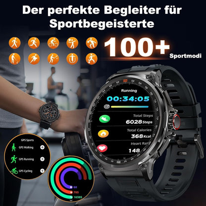 Deedlite Zeus 2.0 Smartwatch Herren mit 1,85-Zoll-Display, Bluetooth