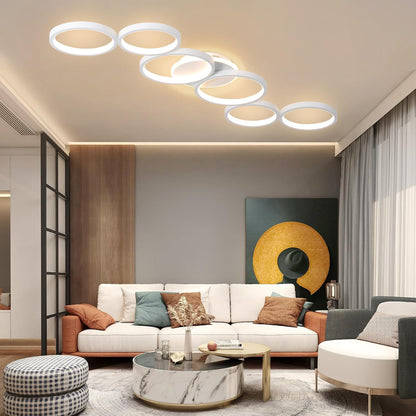 Liyabber LED Deckenleuchte dimmbar 6-Ring weiss mit Fernbedienung