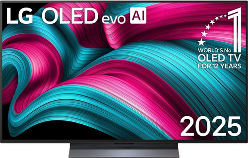LG OLED48C5ELB – 4K OLED evo AI Smart Fernseher 48 Zoll. Schwarzer, flacher OLED-TV zur Wiedergabe von 4K-Inhalten.