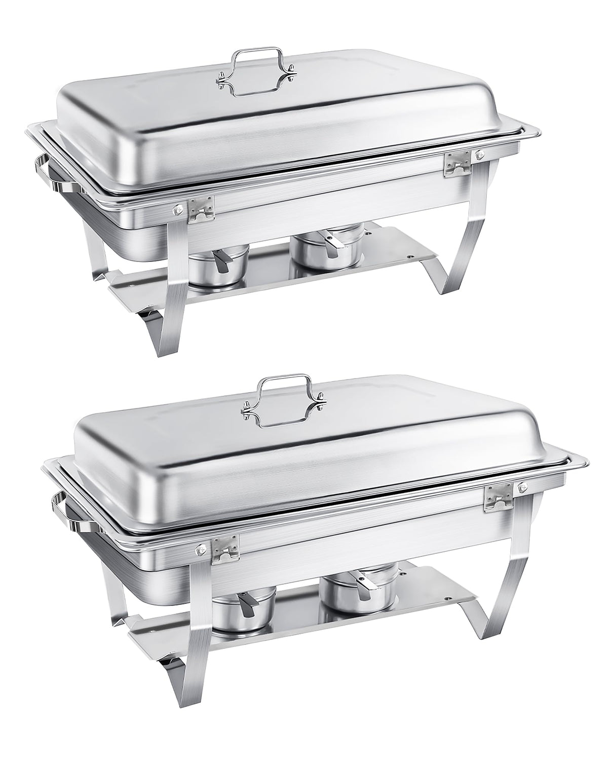 WENMILY Chafing Dish Set Warmhaltebehälter – 2x Quadrat Silber 9L. Hält Speisen warm, ideal für Buffets.