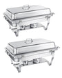 WENMILY Chafing Dish Set Warmhaltebehälter – 2x Quadrat Silber 9L. Hält Speisen warm, ideal für Buffets.