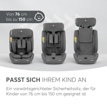 KikkaBoo i-Size i-FLIT Kindersitz ISOFIX 76-150 cm Hellgrau