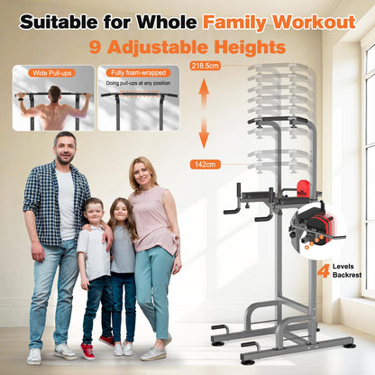RELIFE Power Tower Kraftstation Klimmzüge Dips Grau-1