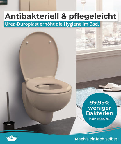 Calmwaters Premium WC-Sitz mit Absenkautomatik, antibakteriell, Beige