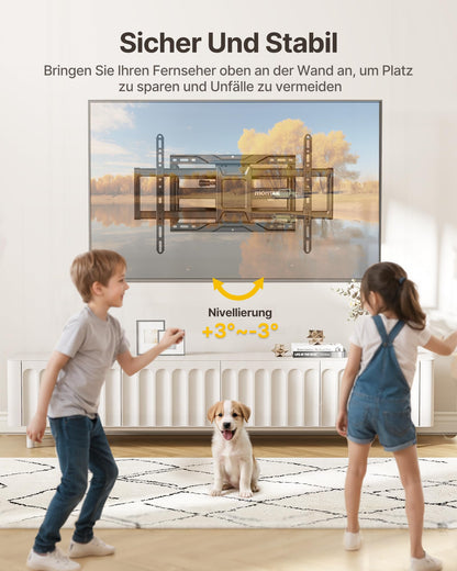 monTEK TV Wandhalterung HW1271BK schwenkbar für 37–90 Zoll bis 75 kg