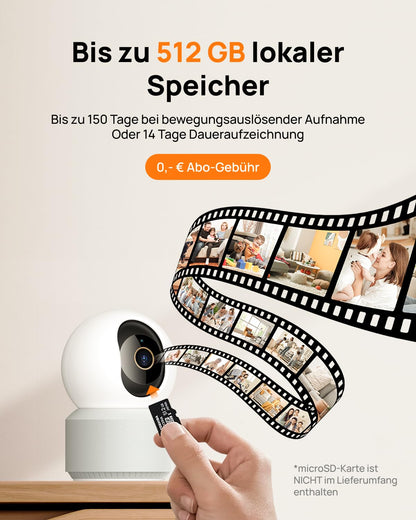 Anona Pano 4K UHD Überwachungskamera innen, 360°, Wi-Fi 6, 2er-Pack