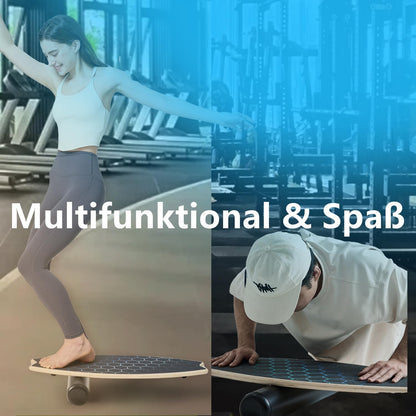 Flycoop Balance Board Set aus Birkenholz mit Rolle und Ball