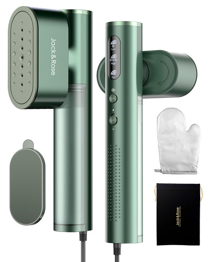 Jack & Rose K1 Reise-Dampfglätter 2-in-1 Steamer für Kleidung, grün, mit Keramik-Heizplatte