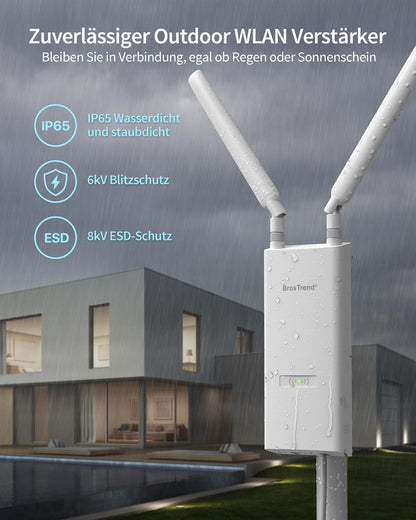 BrosTrend AC1200 Outdoor WLAN Verstärker IP65 DualBand