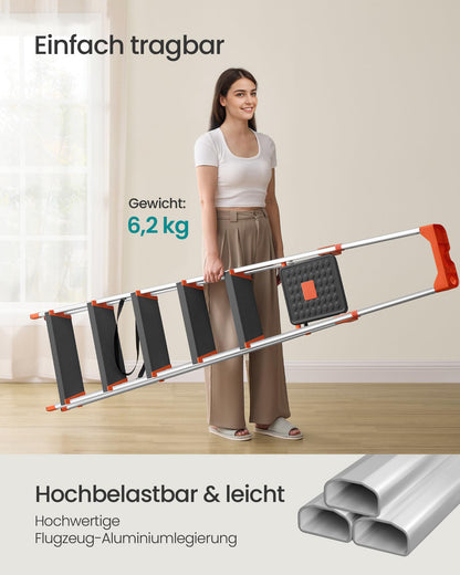 SONGMICS Aluleiter GLT06BK, 6 Stufen, Handlauf, bis 150 kg