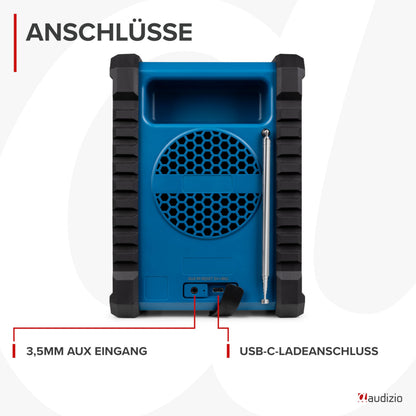 Audizio Jobsite Baustellenradio DAB+ mit Bluetooth, Akku und IP54
