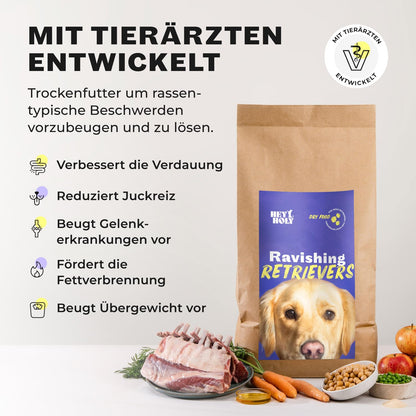 HEY HOLY Premium Trockenfutter für Retriever - Lamm getreidefrei 14kg