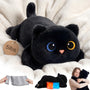 Mewaii Gewichtskuscheltier Schwarze Katze mit Wärmekissen, 2,3 kg aus weichem Plüsch mit Stickerei