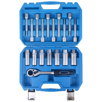 DAYUAN 18tlg Stossdämpfer Nuss Werkzeug Satz 1/2" Antrieb. 18 Stahl-Nüsse zum Lösen und Festziehen von Stossdämpfern.
