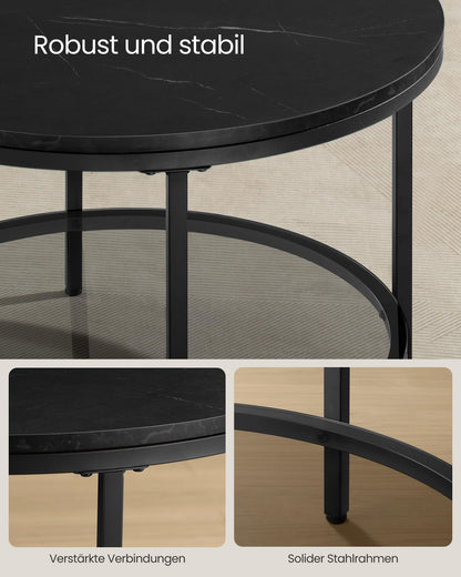 VASAGLE LCT072B58 Couchtisch Glasplatte - Marmorschwarz