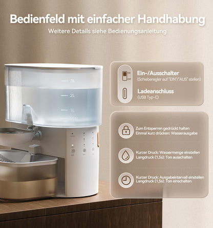 FEELNEEDY FN-W15 Katzen-Trinkbrunnen, kabellos, Edelstahl, 3,5 L