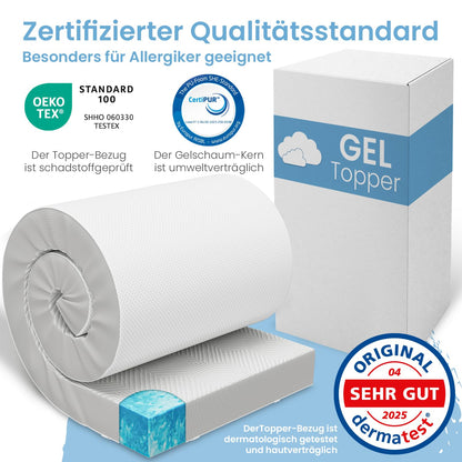 ELONEO Gel Topper 80x200 cm Matratzentopper mit 8 cm Gel-Memory-Schaum