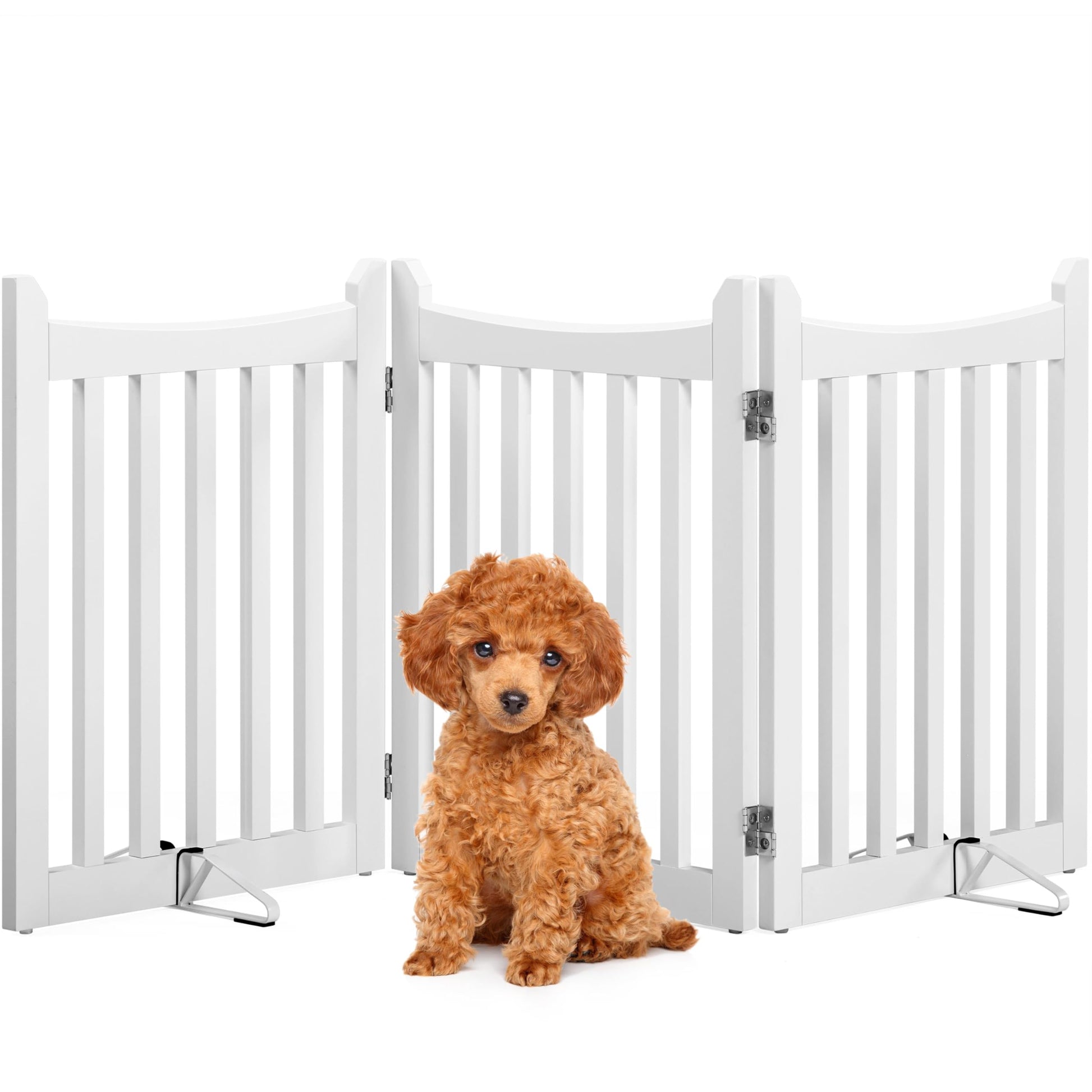 Yaheetech Absperrgitter Hund faltbar, freistehend – 3 Paneelen Weiss. Weisses, faltbares Gitter zur Trennung von Hundezonen.