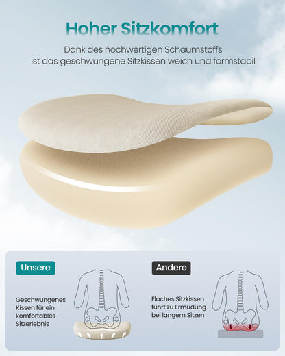 SONGMICS Bürostuhl OBN088K01, ergonomischer Drehstuhl, cappuccinobeige