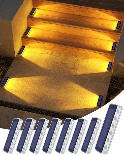 DetarZinLED Solar Bodenleuchten aussen, 8er Set, IP68 warmweiss – flache Leuchten aus Polycarbonat
