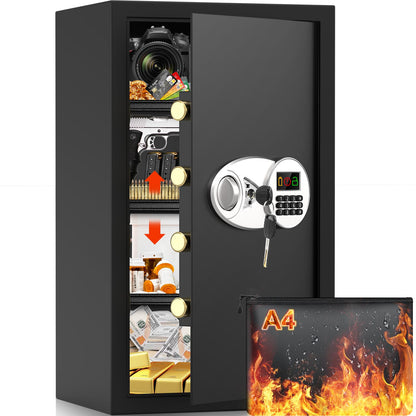 Feuerfester Digital Tresor 85L – Elektronischer Möbeltresor Safe. Dunkelgrau, mit Digitalschloss: Wertsachenschutz.