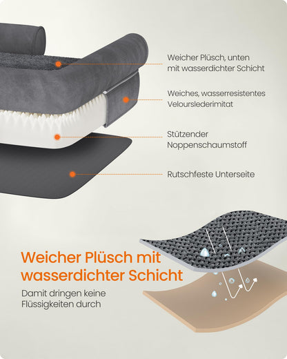Feandrea Orthopädisches Hundebett, waschbar, 91 x 63 cm, dunkelgrau