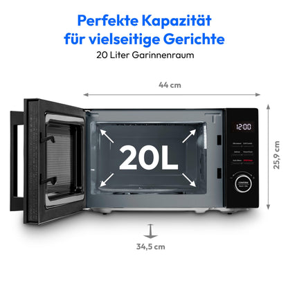 MEDION Mikrowelle MD12021 mit Grill, 20 Liter, 800 Watt, schwarz