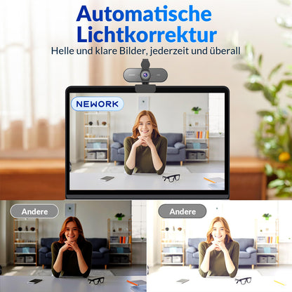 NEWORK EasyCam 502 Webcam 4K mit Dual-Autofokus und USB-A