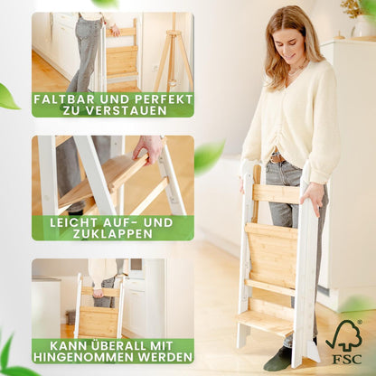 Practical Living Lernturm aus Bambus, klappbar und höhenverstellbar
