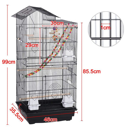 Yaheetech Vogelkäfig mit Spielzeug für Ziervögel – Schwarz, 99cm