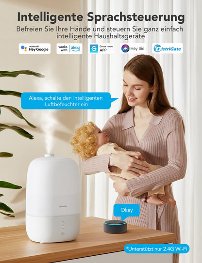 GoveeLife Smart Luftbefeuchter H7140, 3L Ultraschall mit Nachtlicht