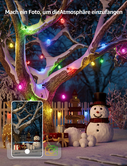 Lepro ZB1 AI LED Lichterkette aussen 15 m, RGB + Warmweiss, WLAN, IP65