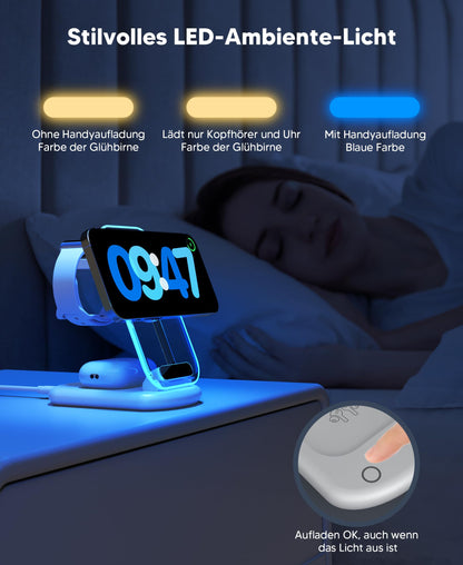 Mukiya Mag Safe Ladestation 3 in 1 für iPhone, Apple Watch und AirPods