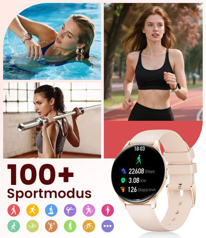 LIGE FV21 Smartwatch Damen mit AMOLED-Display, Roségold