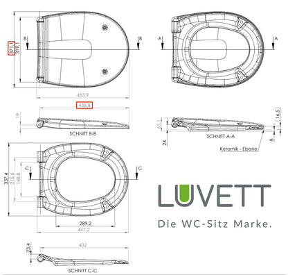 LUVETT® C100 WC-Sitz mit Absenkautomatik - Manhattan Grau