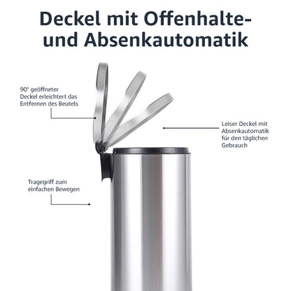 Amazon Basics runder Mülleimer Soft-Close - Edelstahl 30l