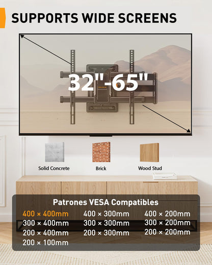 Perlegear TV Wandhalterung PGMF24B Full Motion für 32-65 Zoll TVs
