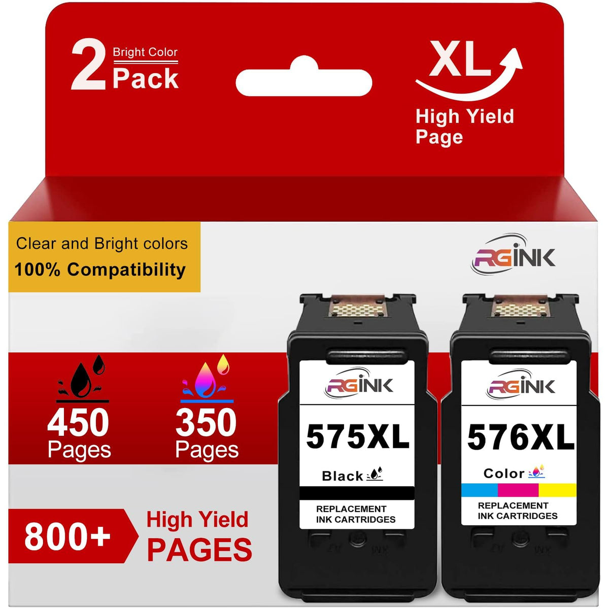 RGiNK 575XL 576XL Druckerpatronen Multipack für Canon TS3550i TR4750i, Patronen Schwarz und Farbe