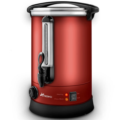 TRESKO Glühweinkocher Einkochautomat, 6.8L Edelstahl-Zylinder. Erhitzt und spendet Glühwein, auch zum Einkochen geeignet.